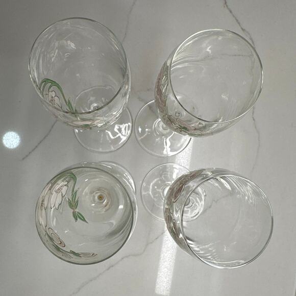 Perrier Jouet Champagne Flutes glasses set of 4 Belle Epoque Pink Gold Flowers - Picture 6 of 7